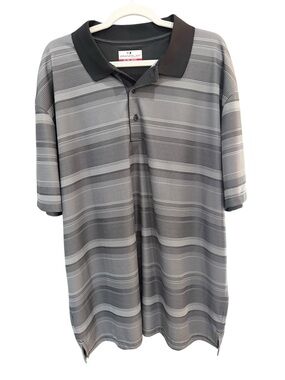Grand Slam Performance Men’s XXL Gray Striped Golf Polo Shirt